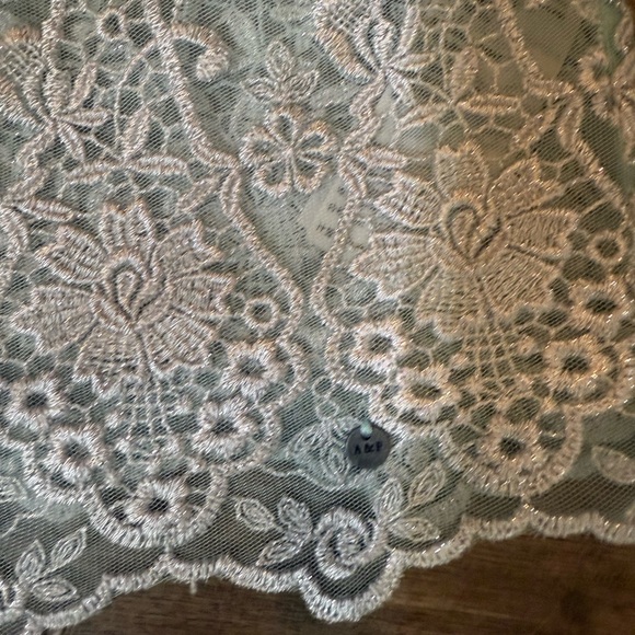 Vintage Y2K Abercrombie & Fitch Seafoam Green Embroidered Sheer Lace Tank - Picture 2 of 3